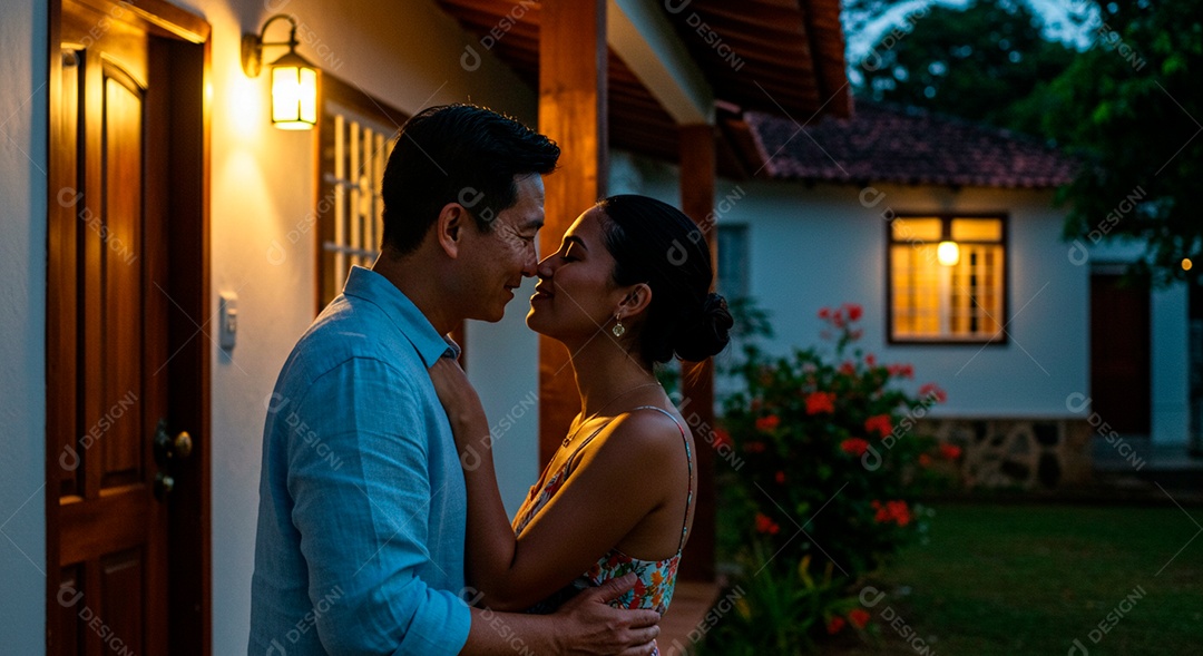 Lindo casal felizes se beijando