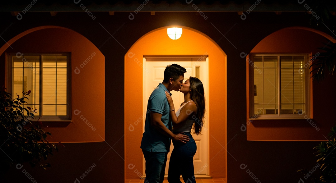 Lindo casal felizes se beijando