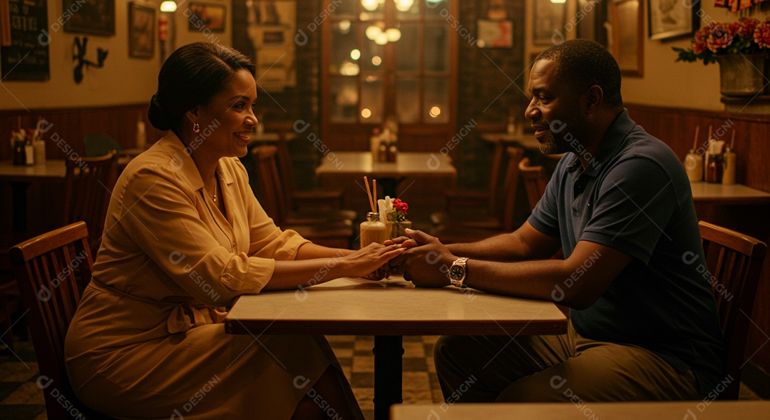 Lindo casal felizes em um bar