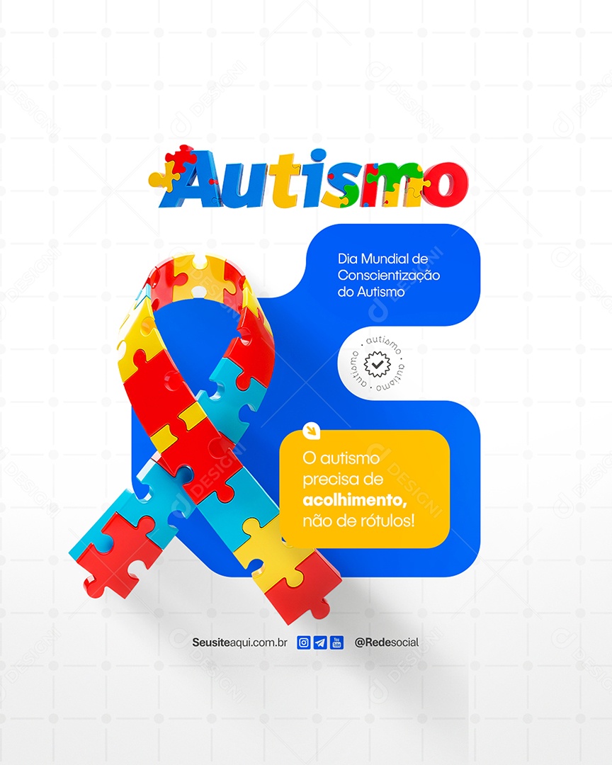 Flyer Dia Mundial da Conscientização do Autismo 02 de Abril Social Media PSD Editável