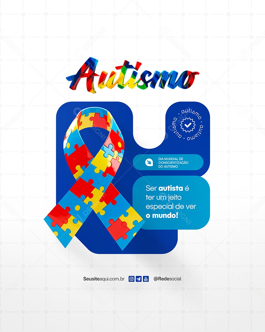 Flyer Dia Mundial da Conscientização do Autismo 02 de Abril Social Media PSD Editável
