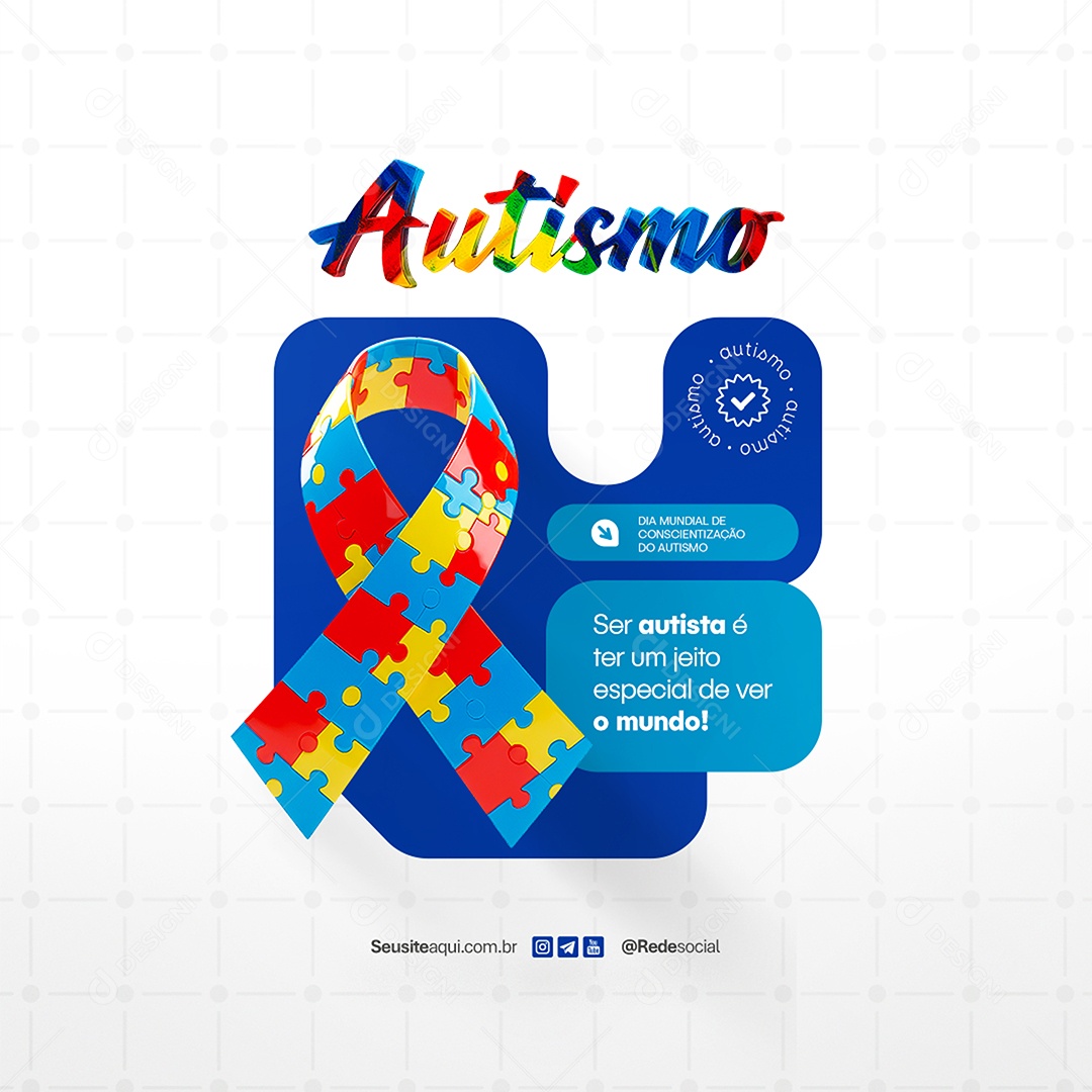 Dia Mundial da Conscientização do Autismo 02 de Abril Social Media PSD Editável