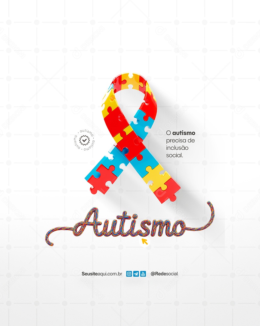 Flyer Dia Mundial da Conscientização do Autismo 02 de Abril Social Media PSD Editável