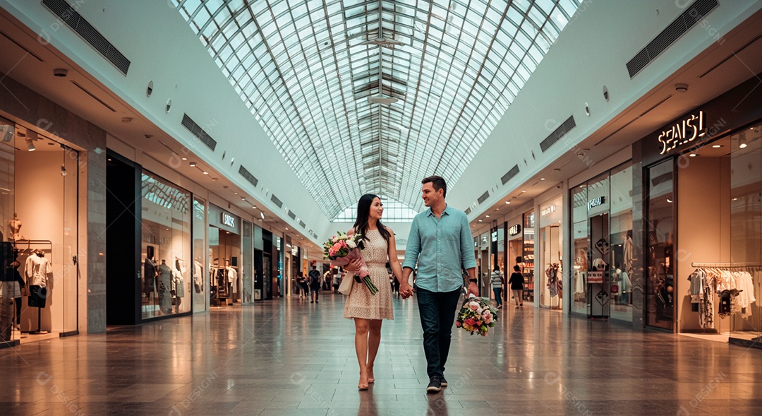 Lindo casal felizes jovens apaixonados caminhando sobre local público