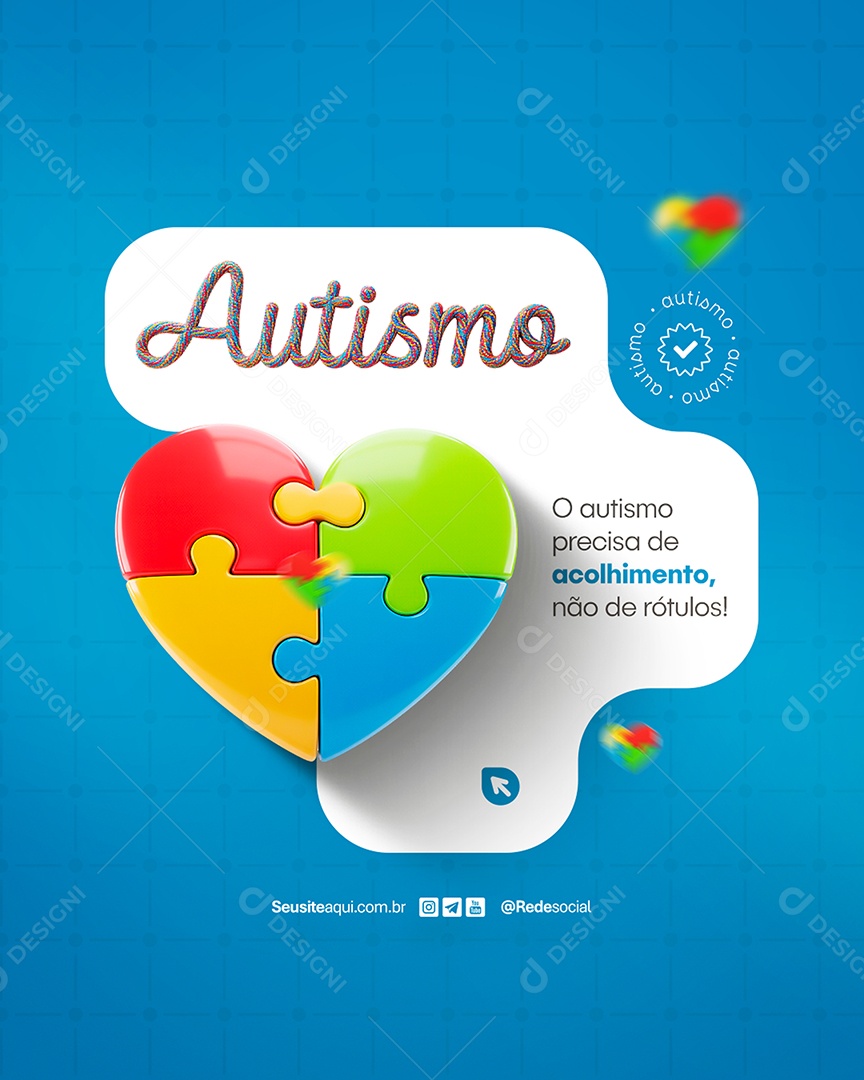 Flyer Dia Mundial da Conscientização do Autismo 02 de Abril Social Media PSD Editável