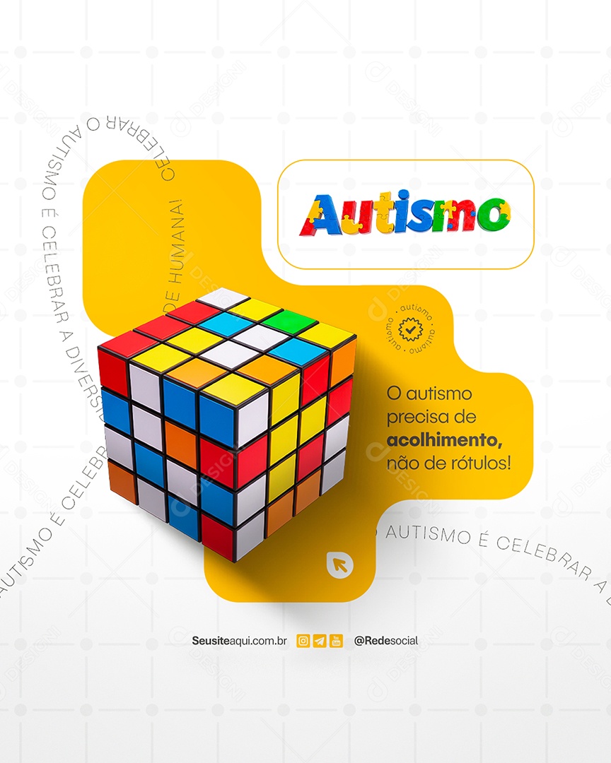 Flyer Dia Mundial da Conscientização do Autismo 02 de Abril Social Media PSD Editável