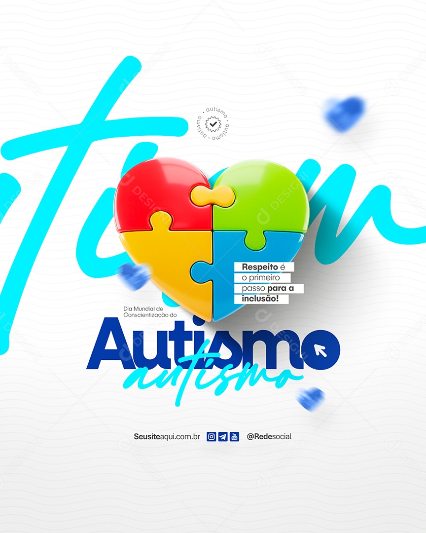 Flyer Dia Mundial da Conscientização do Autismo 02 de Abril Social Media PSD Editável