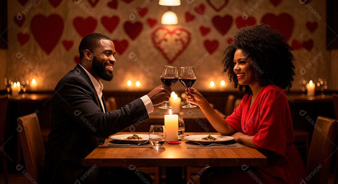 Lindo casal felizes jovens celebrando aniversário de namoro em um restaurante jantar romântico