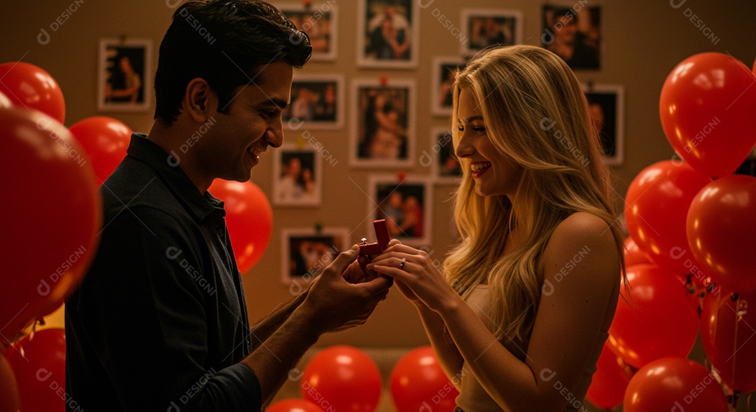 Lindo casal felizes celebrando aniversário de namoro