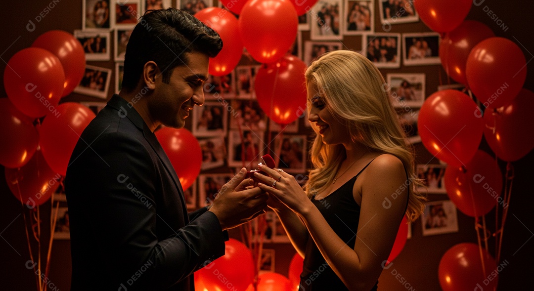 Lindo casal felizes celebrando aniversário de namoro