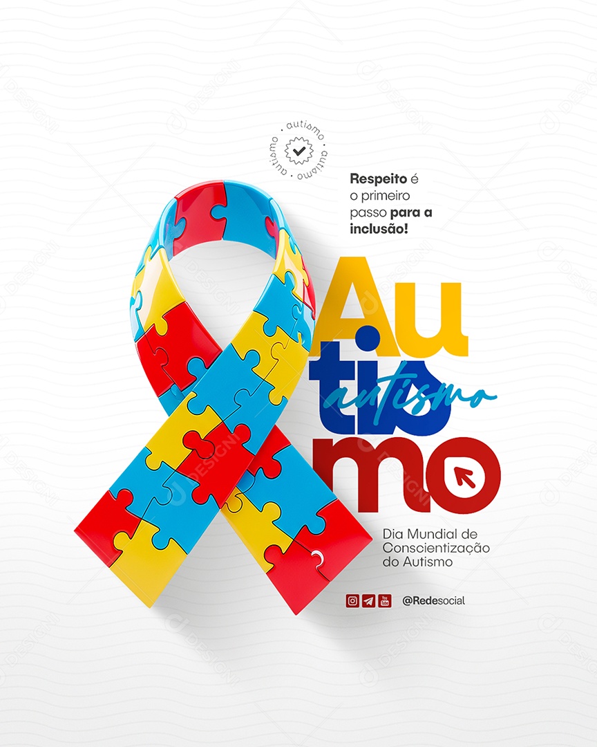 Flyer Dia Mundial da Conscientização do Autismo 02 de Abril Social Media PSD Editável