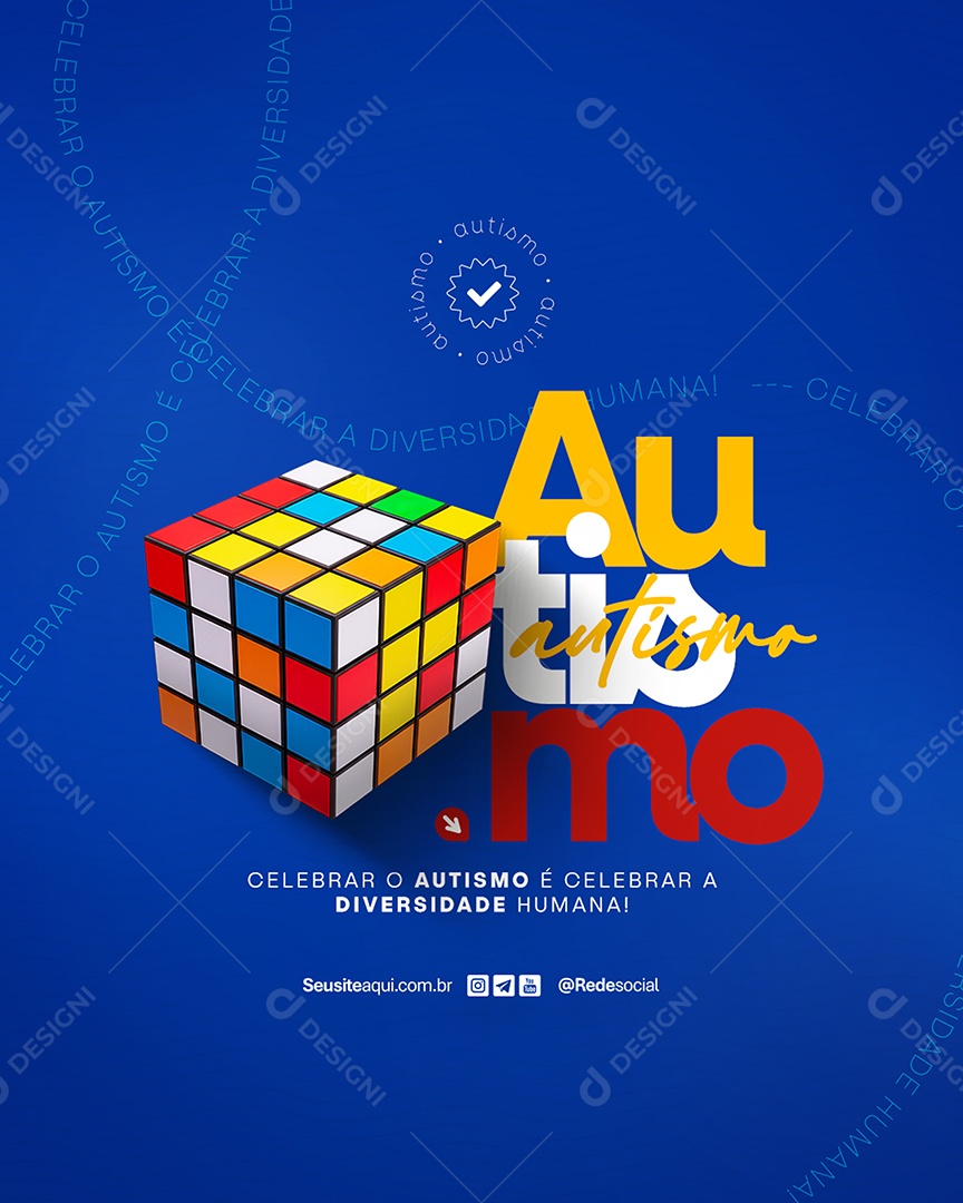 Flyer Dia Mundial da Conscientização do Autismo 02 de Abril Social Media PSD Editável