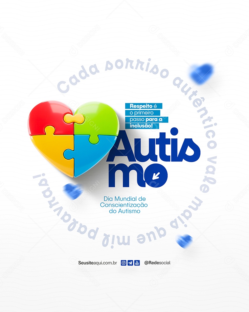 Flyer Dia Mundial da Conscientização do Autismo 02 de Abril Social Media PSD Editável