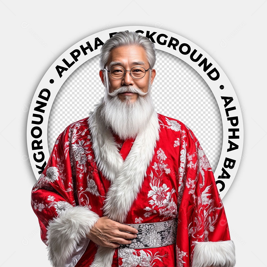 Personagem 3D Homen Vestindo Roupa Japonesa de Natal Para Composição PSD