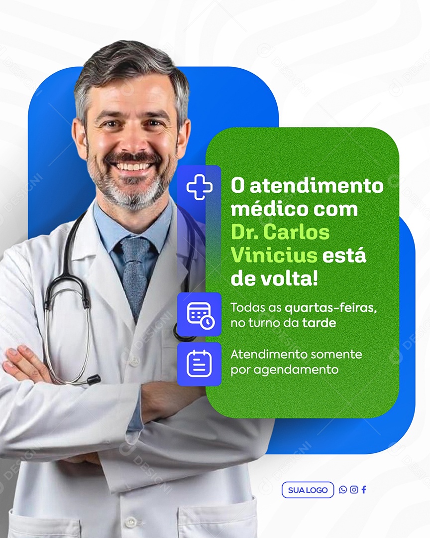 Atendimento Médico com Dr Carlos Vinicius Sociais Media PSD Editável