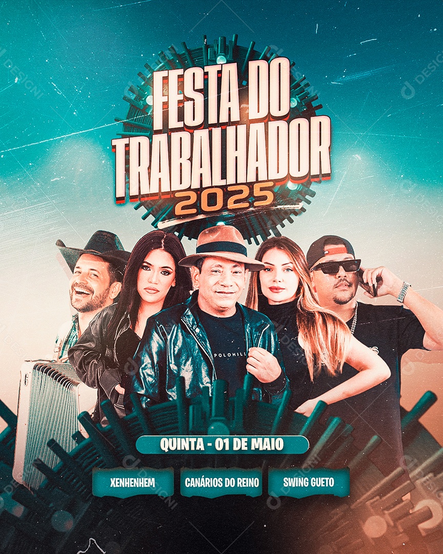 Flyer Festa do Trabalhador Social Media PSD Editável