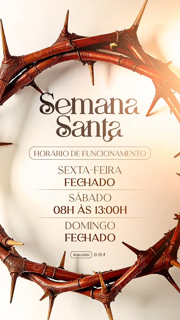 Story Semana Santa Horário de Funcionamento Social Media PSD Editável