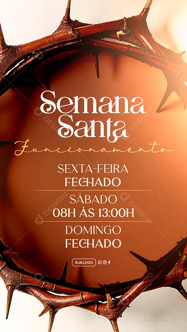 Story Semana Santa Horário de Funcionamento Social Media PSD Editável