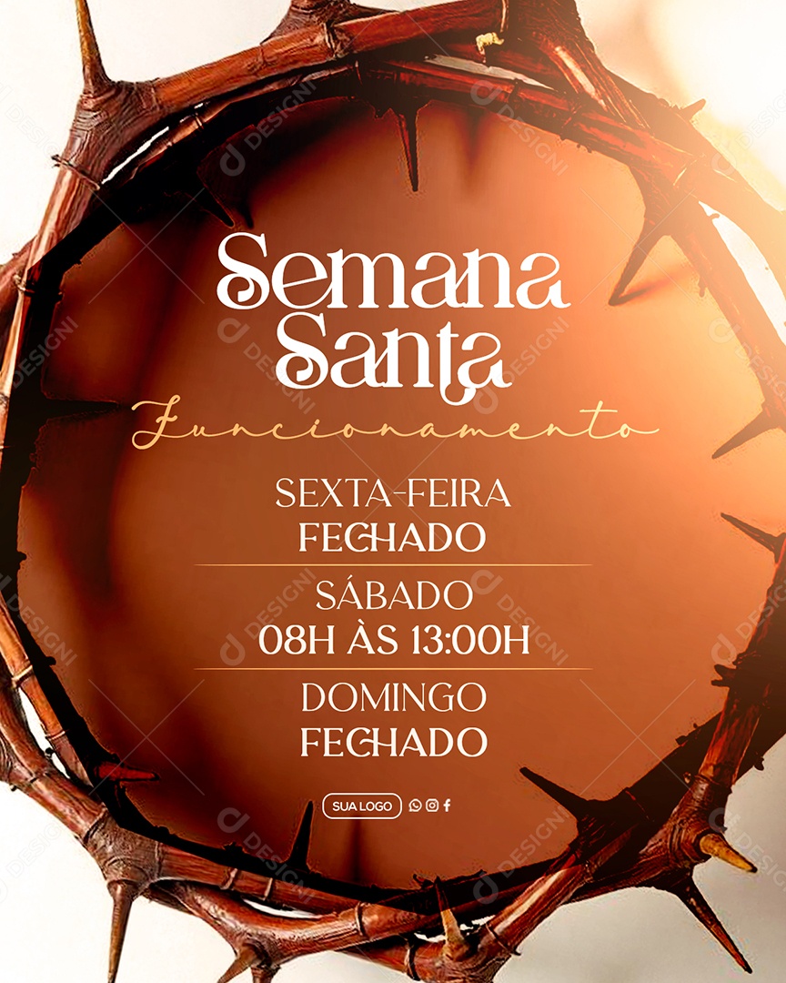 Semana Santa Horário de Funcionamento Social Media PSD Editável