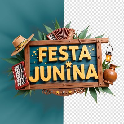 Selo 3D Festa Junina Para Composição PSD