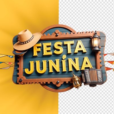 Selo 3D Festa Junina Para Composição PSD
