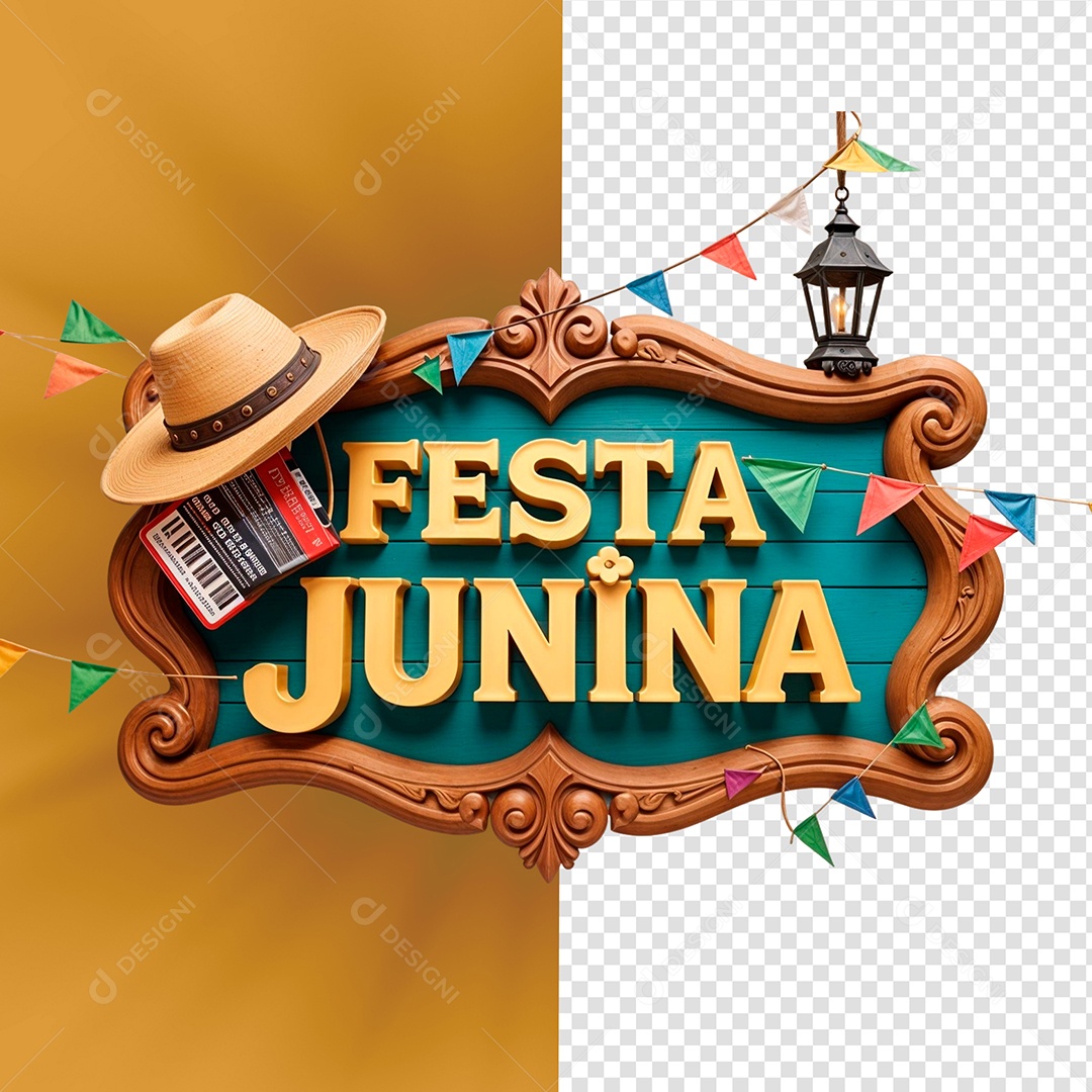 Selo 3D Festa Junina Para Composição PSD