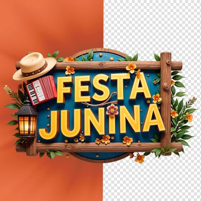 Selo 3D Festa Junina Para Composição PSD