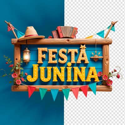 Selo 3D Festa Junina Para Composição PSD