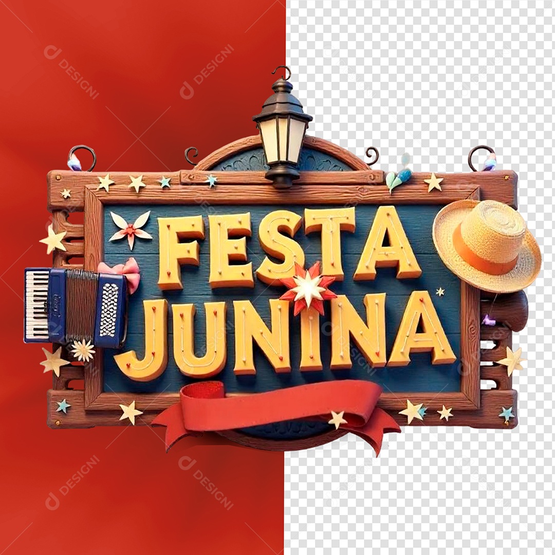 Selo 3D Festa Junina Para Composição PSD