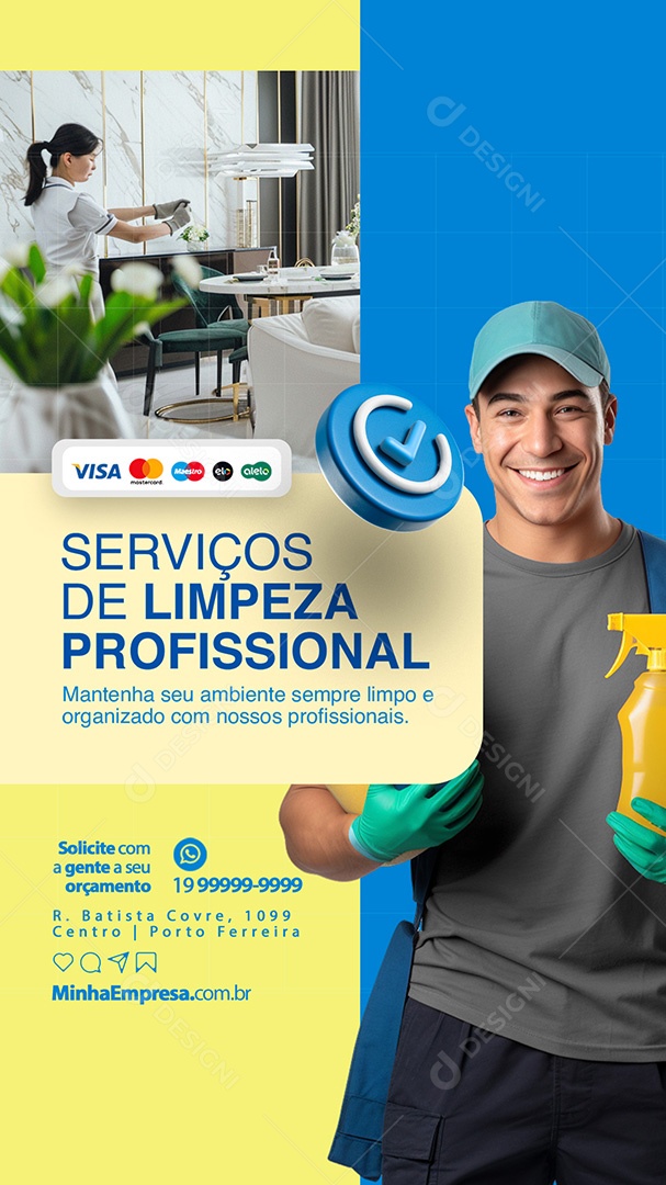 Story Serviços Gerais Serviços de Limpeza Profissional Social Media PSD Editável