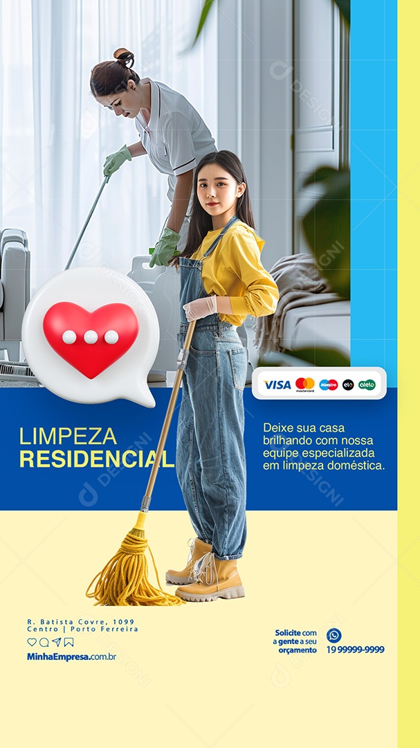 Story Serviços Gerais Limpeza Residencial Social Media PSD Editável