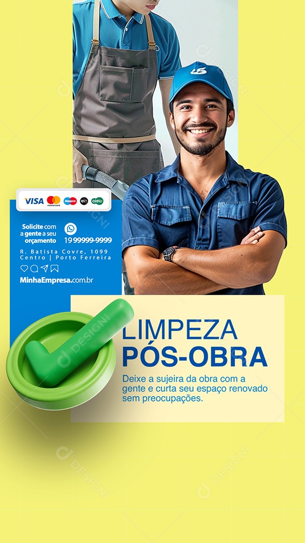 Story Serviços Gerais Limpeza Pós-Obra Solicite com a Gente Social Media PSD Editável