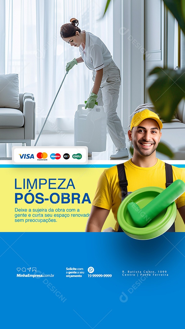 Story Serviços Gerais Limpeza Pós-Obra Social Media PSD Editável