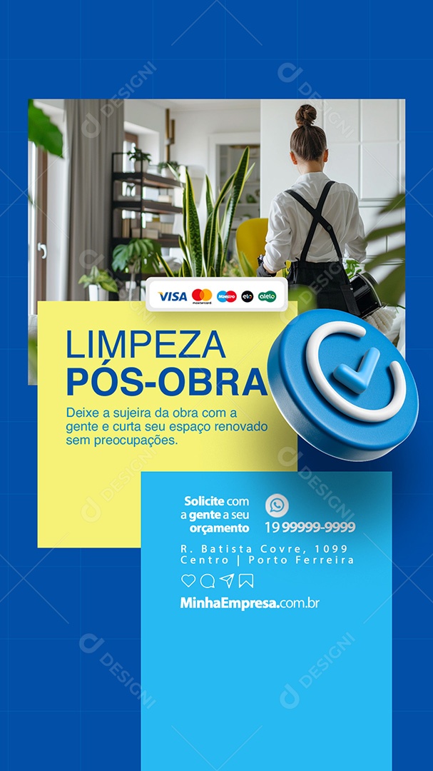 Story Serviços Gerais Limpeza Pós Obra Social Media PSD Editável