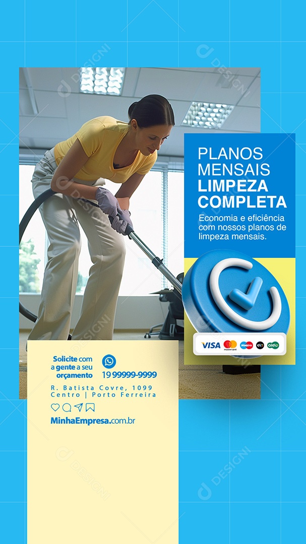 Story Serviços Gerais Planos Mensais Limpeza Completa Social Media PSD Editável