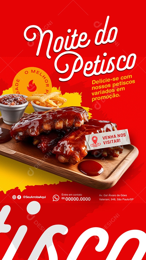 Story Barzinho Noite do Petisco Venha nos Visitar Social Media PSD Editável