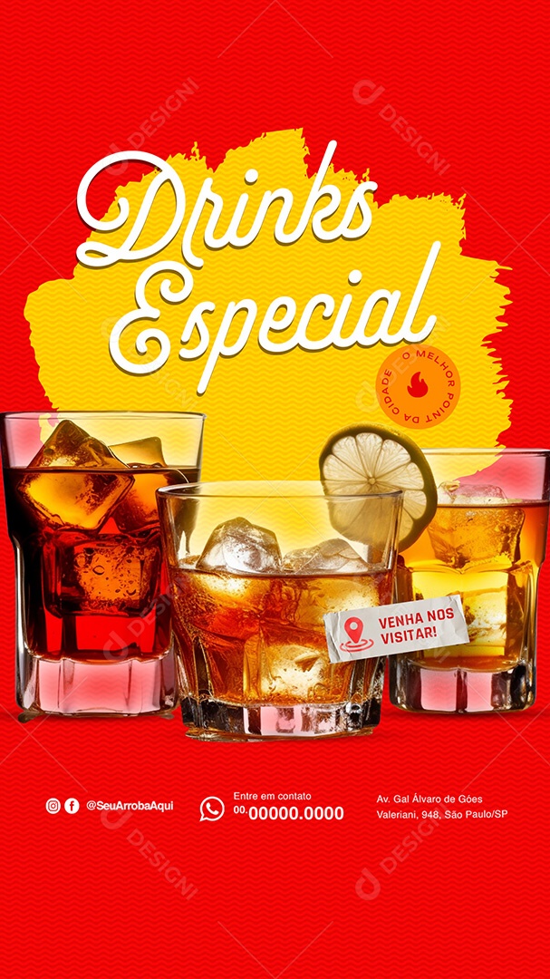 Story Barzinho Drinks Especial Venha nos Visitar Social Media PSD Editável