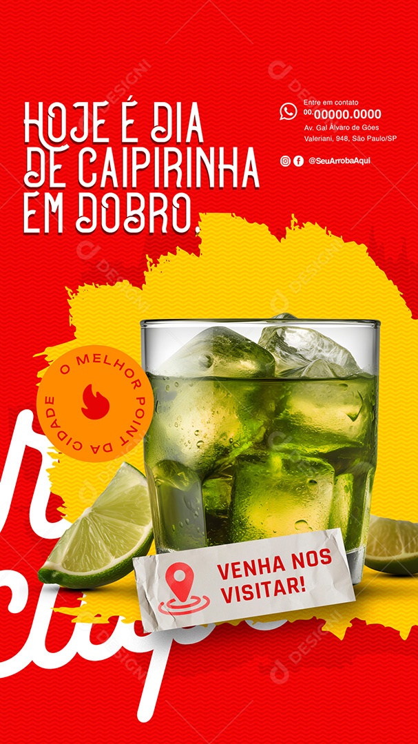 Story Barzinho Hoje é Dia de Caipirinha em Dobro Social Media PSD Editável