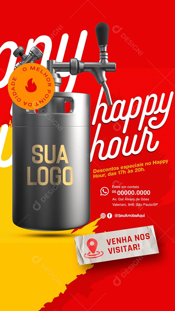 Story Barzinho Happy Hour Descontos Especiais Social Media PSD Editável