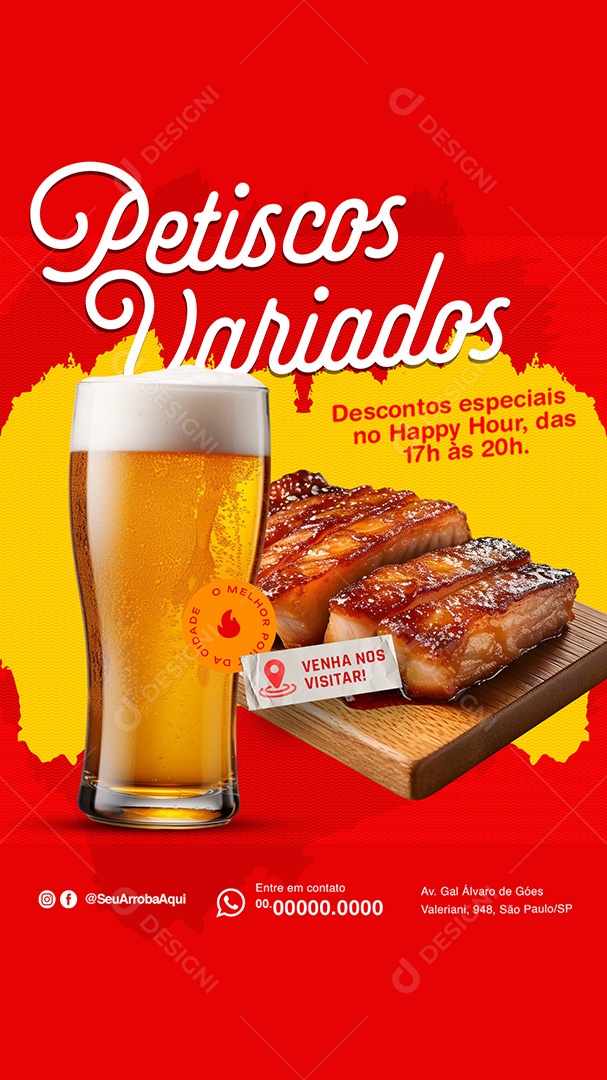 Story Barzinho Petiscos Variados Descontos Especiais Social Media PSD Editável