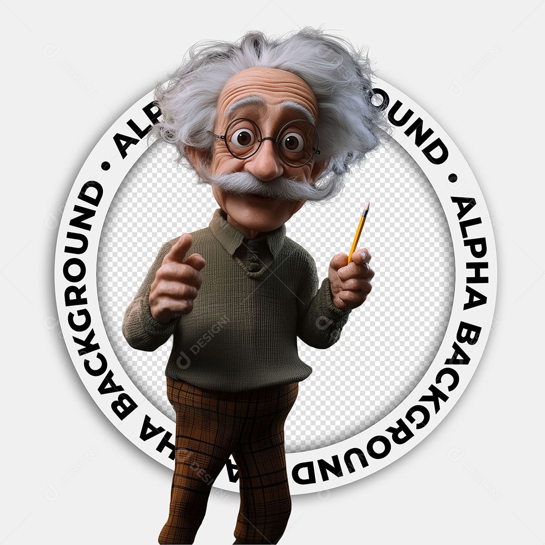 Personagem 3D Albert Einstein Para Composição PSD