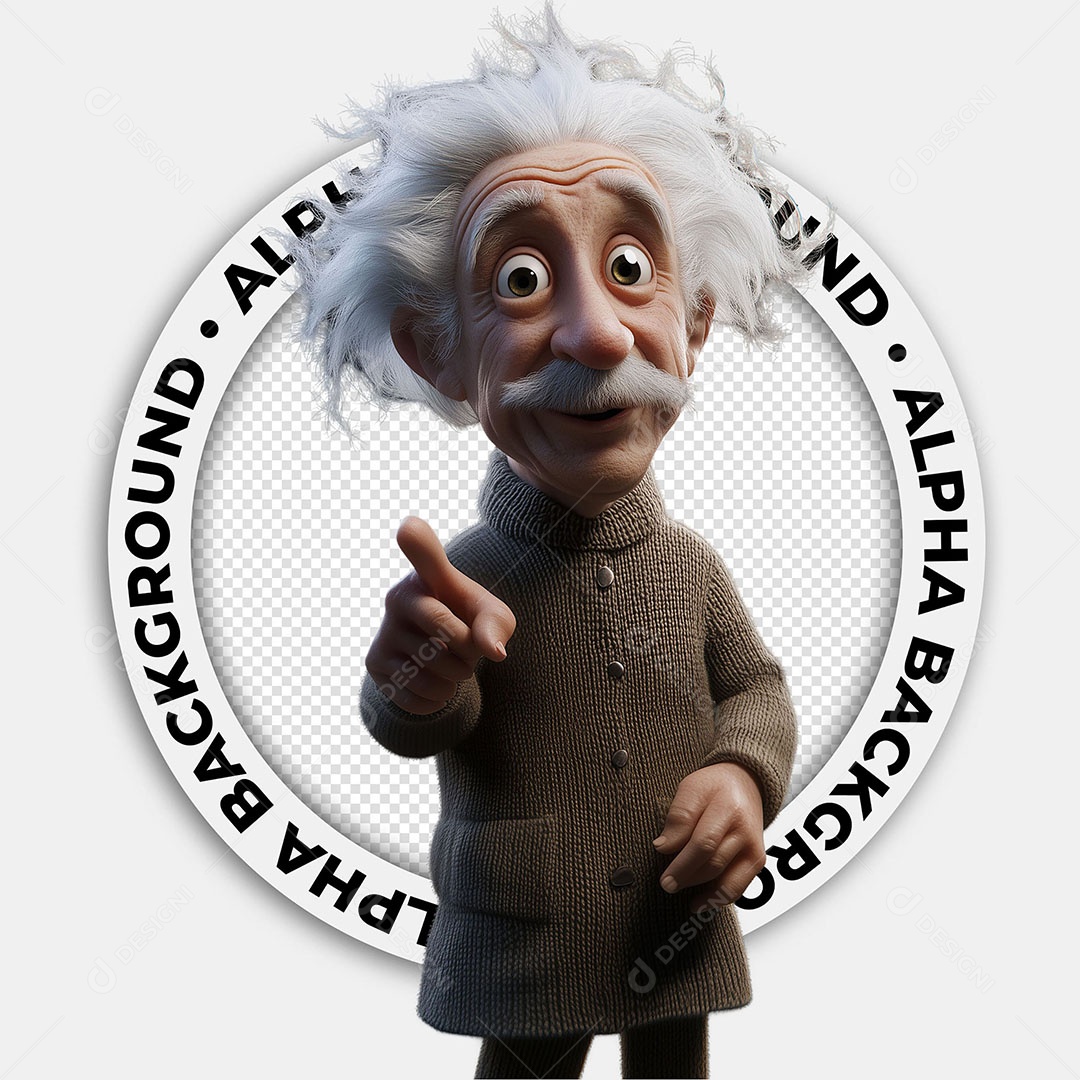 Personagem 3D Albert Einstein Para Composição PSD