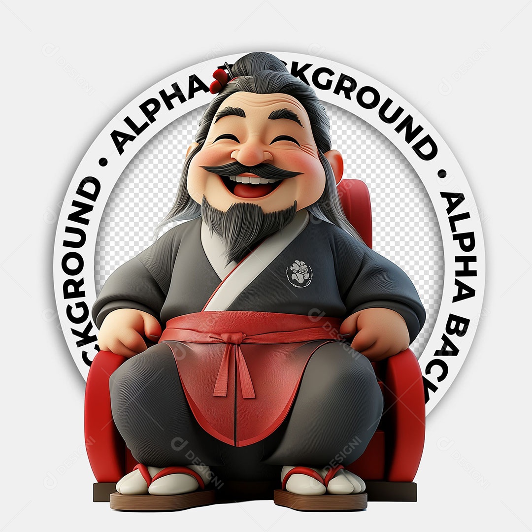 Personagem 3D Chef de Sushi Para Composição PSD