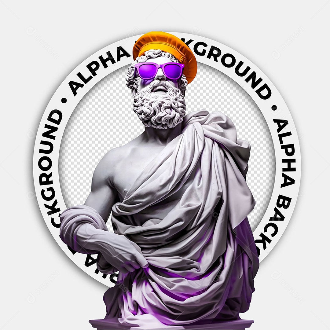 Elemento 3D Estátua com um Chápeu e um Oculos Para Composição PSD