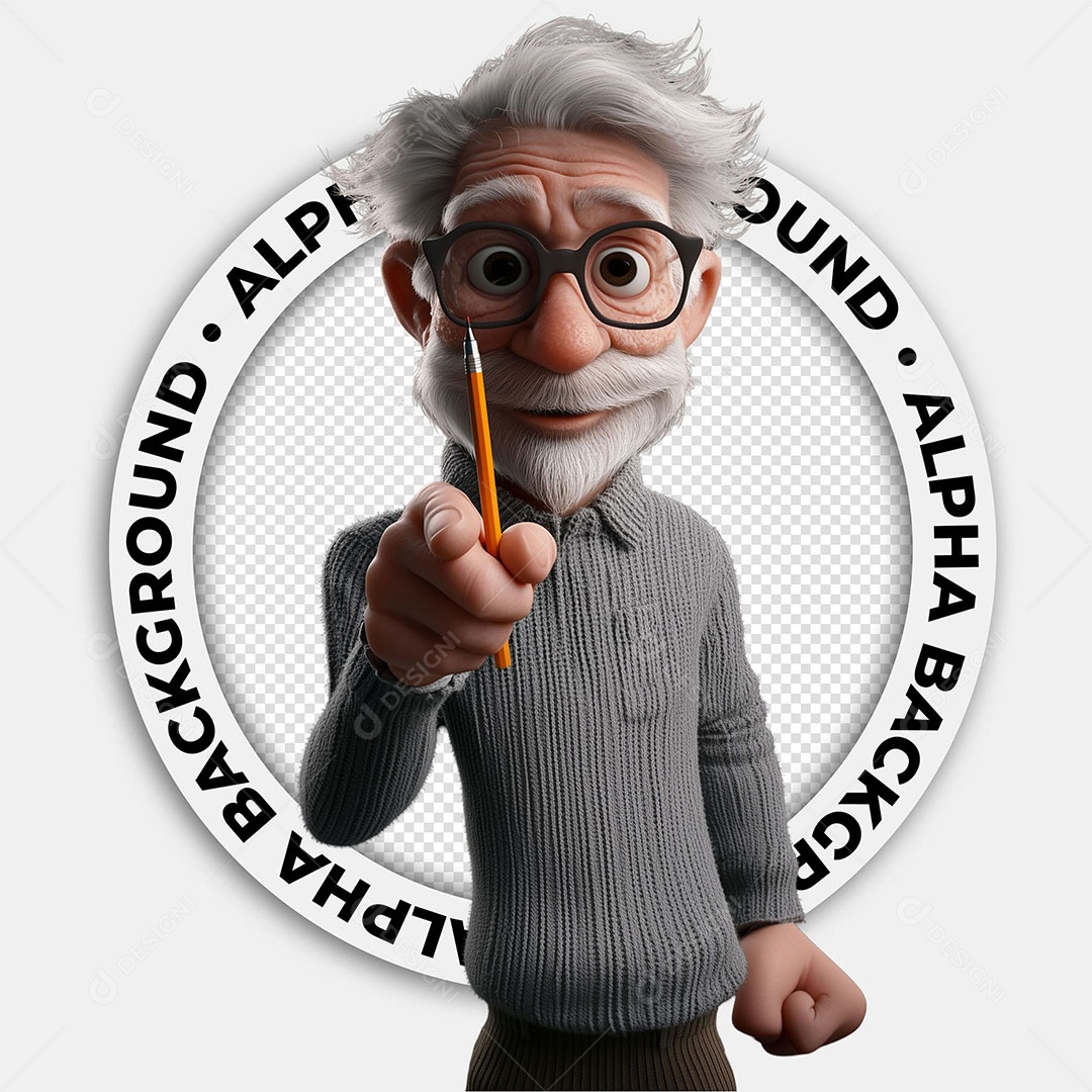 Personagem 3D Albert Einstein Para Composição PSD