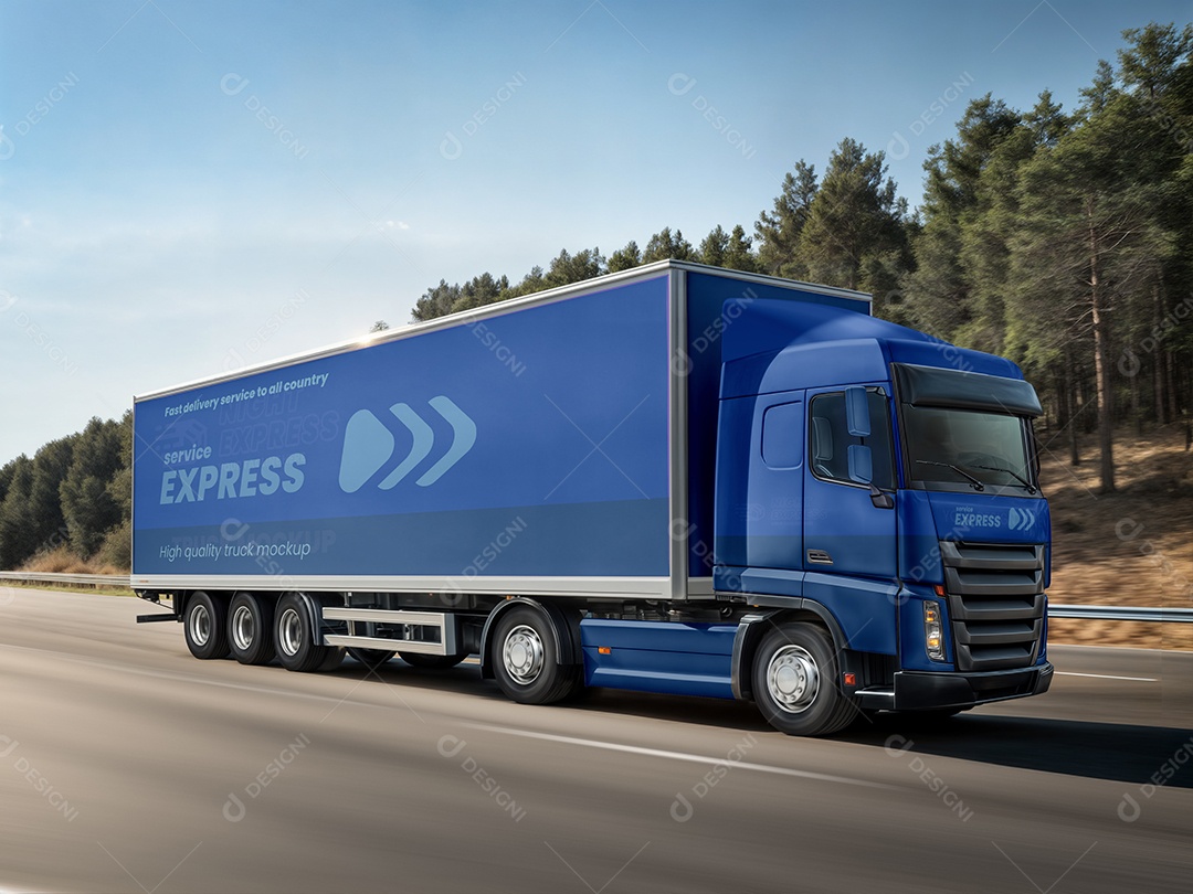 Mockup Caminhão Baú PSD Editável