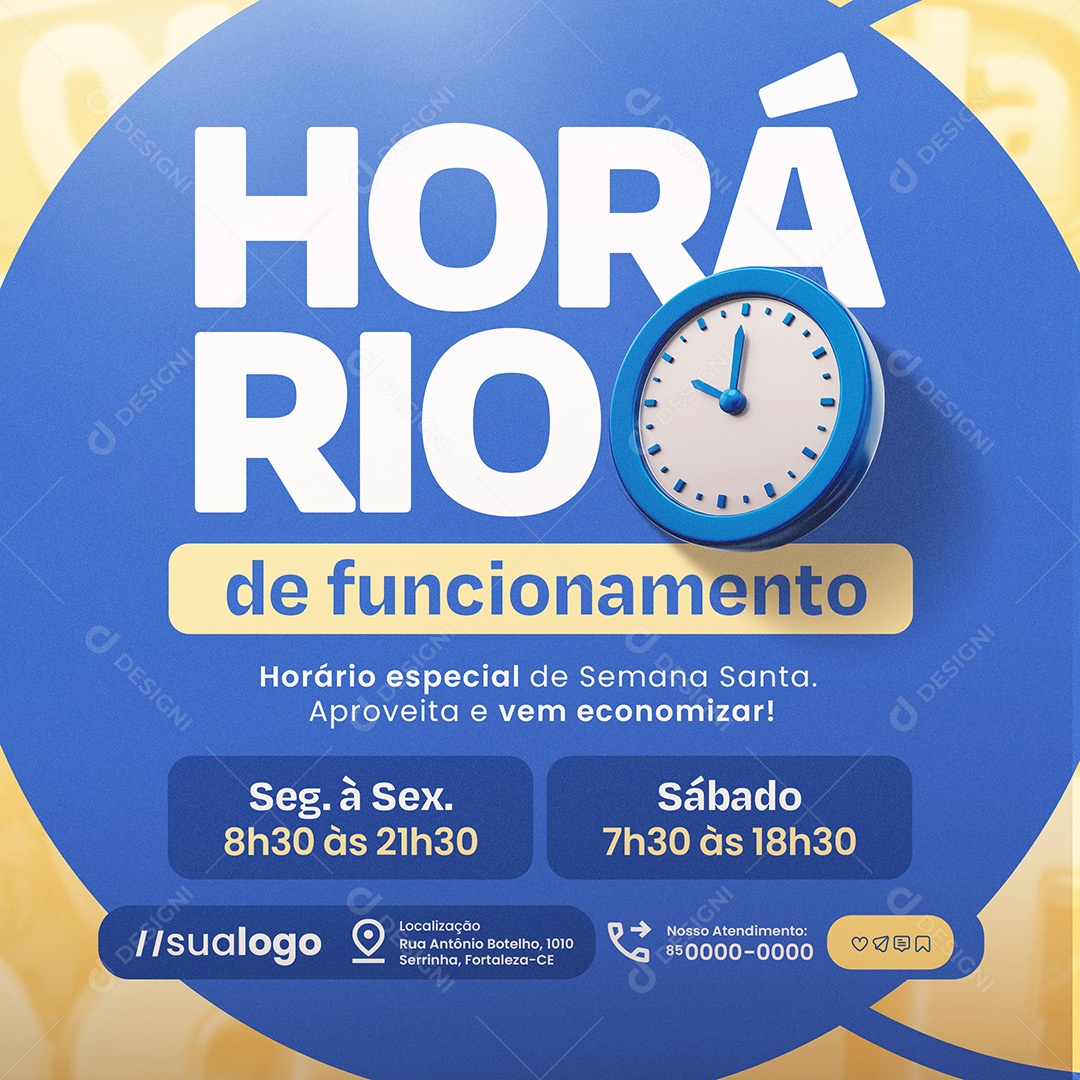 Ofertas da Semana Santa Supermercado Horário de Funcionamento Social Media PSD Editável