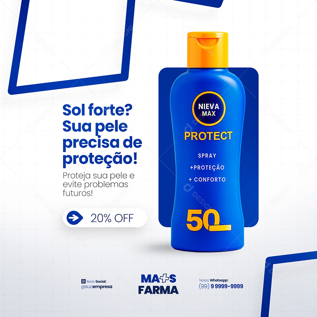 Feed Farmácia Sua Pele Precisa de Proteção Você Social Media PSD Editável