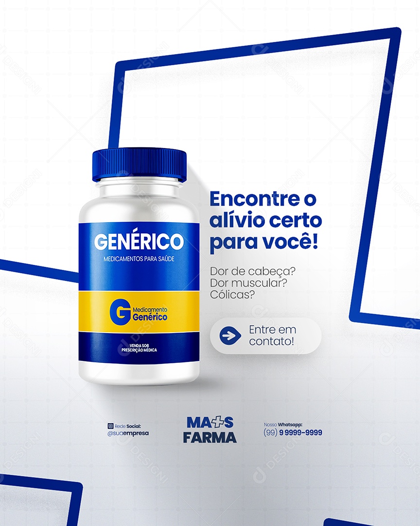 Flyer Farmácia Encontre o Alívio Certo Para Você Social Media PSD Editável