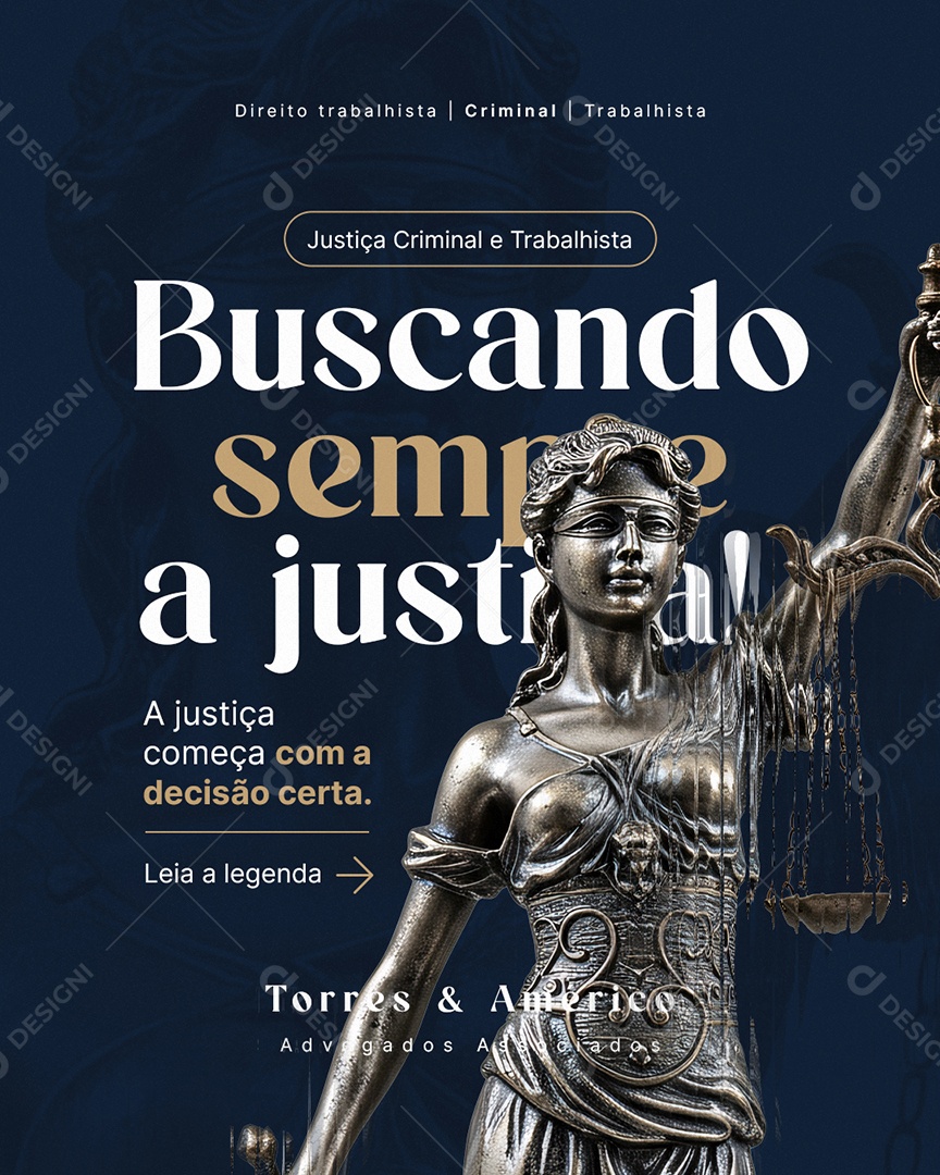 Advogado Buscanndo Sempre a Justiça Social Media PSD Editável